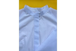 Сорочка жіноча під вишивку зі вставками канви, біла, довгий рукав, ворот стійка, розмір 50